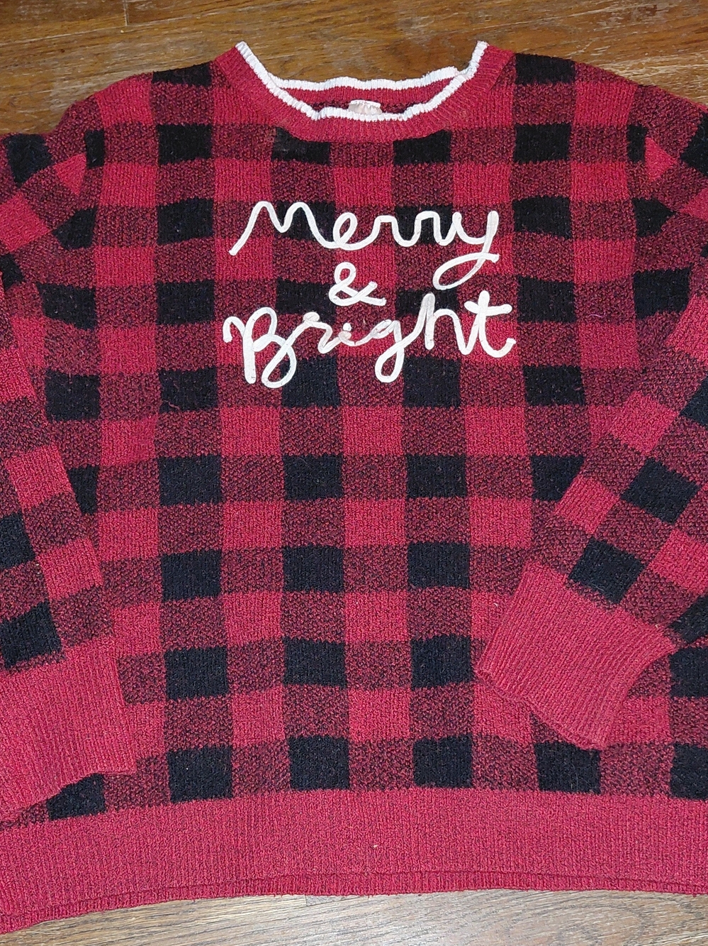 Holiday Time Red Black Holiday Knit Sweater Label